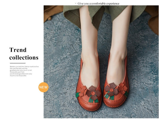 Zapatos Artesanales de Cuero Estilo Étnico Retro con Suela Suave para Mujer - Image 18
