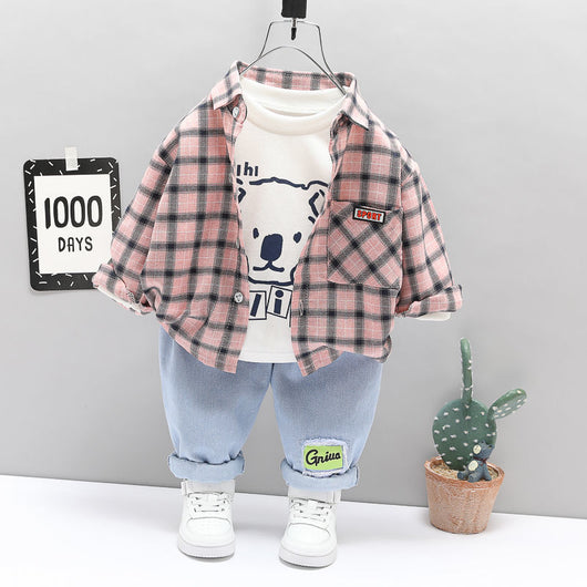 Traje de Tres Piezas Infantil a Cuadros - Casual y Elegante - Image 4