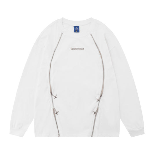 Camiseta Manga Larga Algodón Peinado Hombre Diseño Moderno