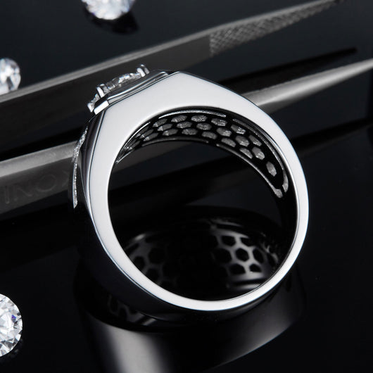 Anillo de Plata S925 con Moissanita Doble T para Hombre - Image 9