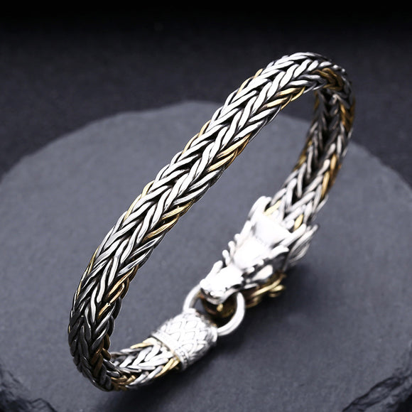 Pulsera Tejida Plata 925 Diseño Grifo Grosor Premium