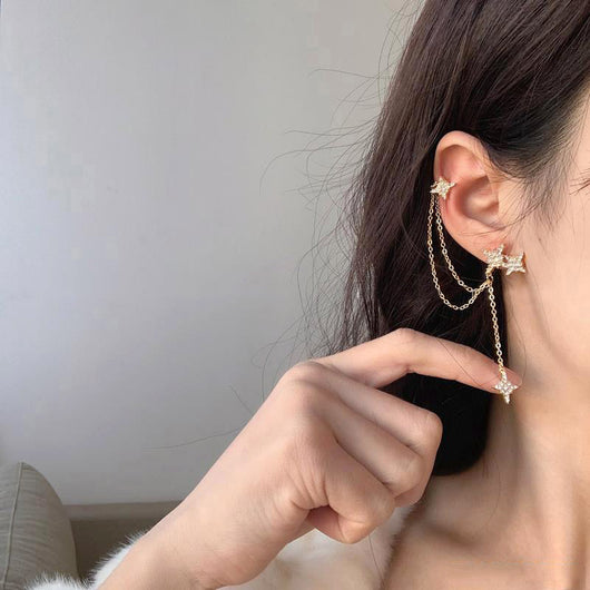 Aretes Asimétricos Diamante Meteor - Estilo Temperamento Dongdaemun - Image 2