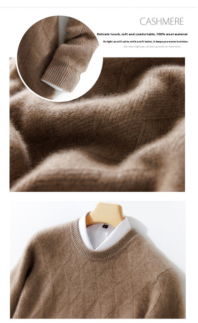 Suéter de Lana Pura para Hombre - Cuello Redondo Holgado y Acolchado - Image 21