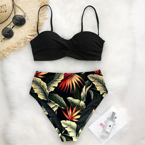 Bikini de Cintura Alta con Estampado Twist y Bolsa Integrada