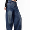 Pantalones Vaqueros Rectos Bordados Floral Vintage Mujer Cintura Alta Pierna Ancha