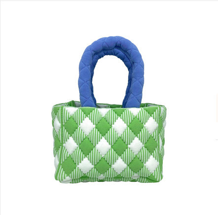 Bolsa Cuadrada Pequeña de Algodón Tejido con Bloques de Color - Image 8
