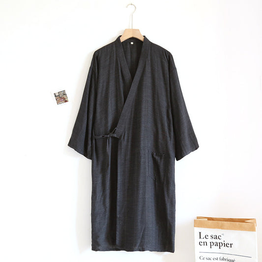 Pijama Kimono Estilo Japonés con Cierre de Cordones - Algodón Puro Ligero para Primavera y Verano