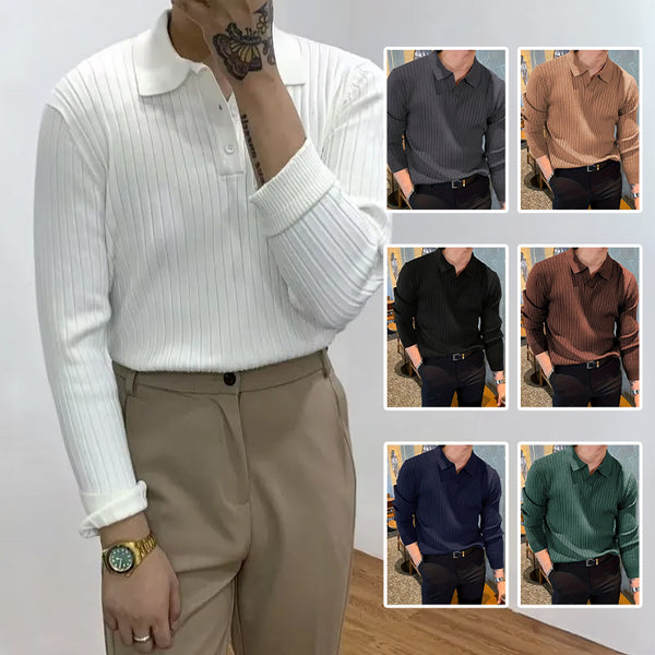 Polo Texturizado Slim Fit de Manga Larga para Hombre - Cómodo y Elegante