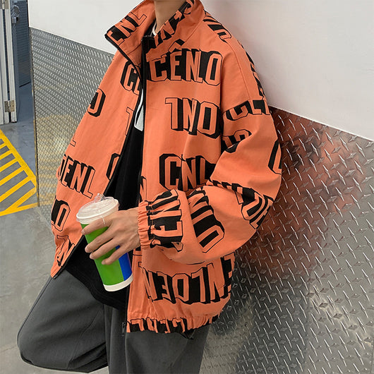 Chaqueta Hip Hop Urbana con Estampado de Letras para Hombre - Image 10