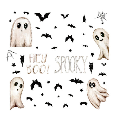 Pegatinas de Pared Halloween Fantasmas Blancos y Murciélagos Adhesivas para Decoración de Escaparate - Image 5