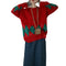Suéter Navideño Rojo Rombo Contraste Acolchado para Amigas - Pullover Retro Otoño Invierno