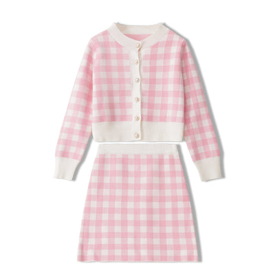 Conjunto de Falda y Cardigan Cuadrille - Traje Elegante Primavera Otoño - Image 7