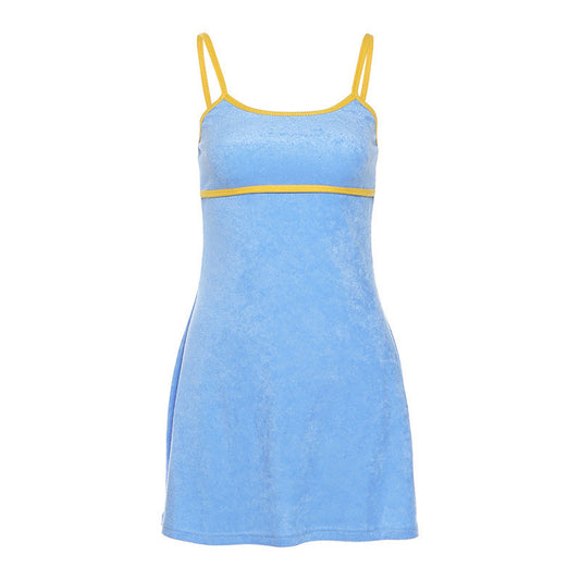 Vestido Ajustado con Escote Sling en Color Sólido para Mujer