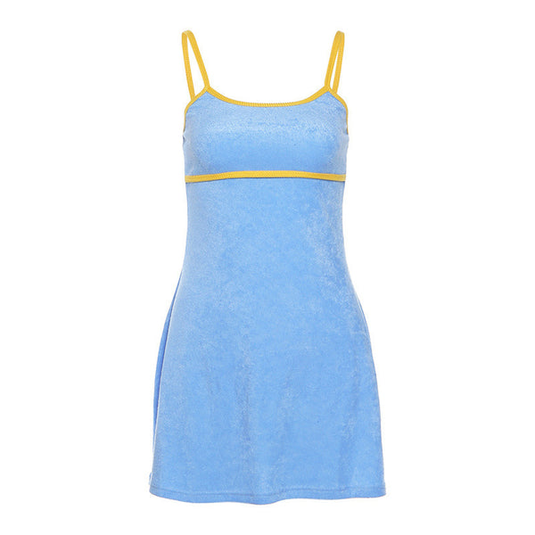 Vestido Ajustado con Escote Sling en Color Sólido para Mujer