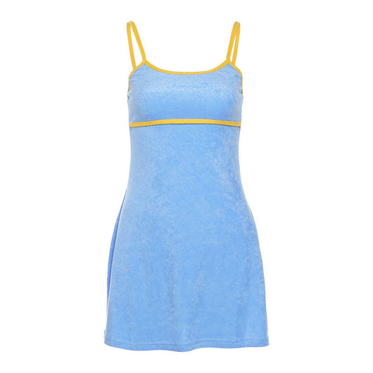Vestido Ajustado con Escote Sling en Color Sólido para Mujer