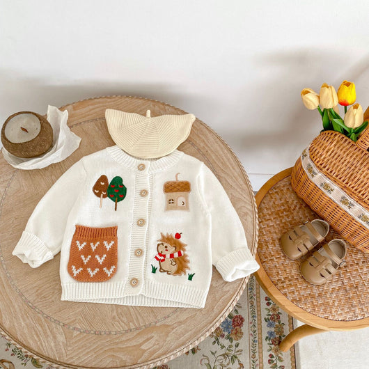 Cardigan Infantil de Algodón con Patrón de Dibujos Animados y Bordado - Image 9