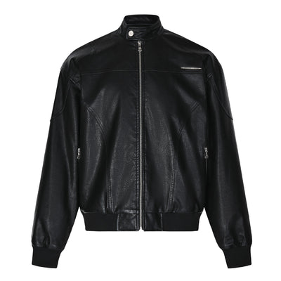 Chaqueta de Cuero PU Retro Street con Remaches de Color - Image 4