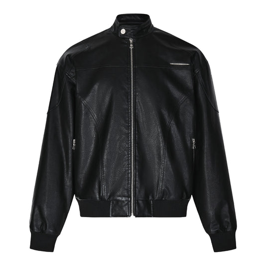 Chaqueta de Cuero PU Retro Street con Remaches de Color - Image 4