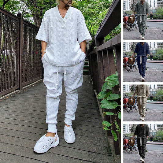 Conjunto Casual Hombre: Playera Suelta Manga Corta + Pantalón
