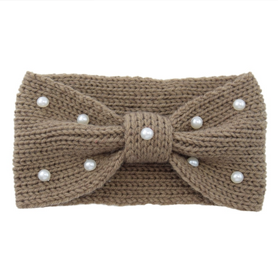 Diadema Tejida de Lana con Moño de Perlas para Mujer - Image 19