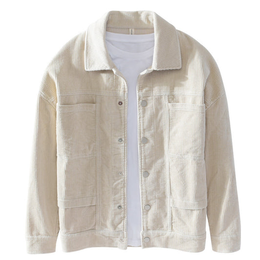 Chaqueta de Pana Gruesa Casual de Manga Larga