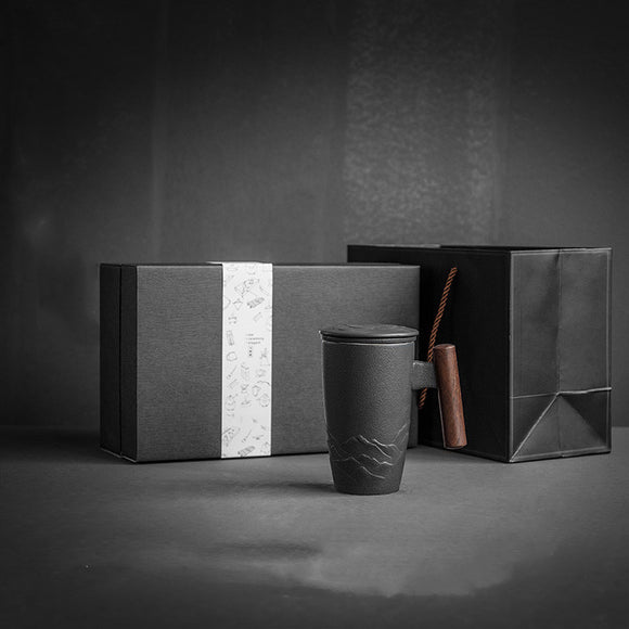 Taza Térmica de Cerámica con Tapa - Gran Capacidad