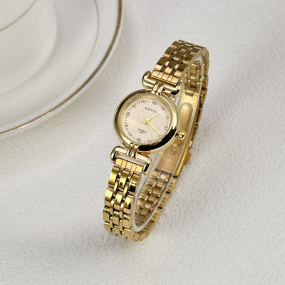 Reloj Dorado para Mujer Estilo Vintage con Pulsera de Acero