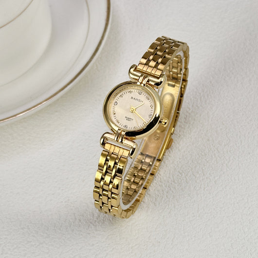 Reloj Dorado para Mujer Estilo Vintage con Pulsera de Acero