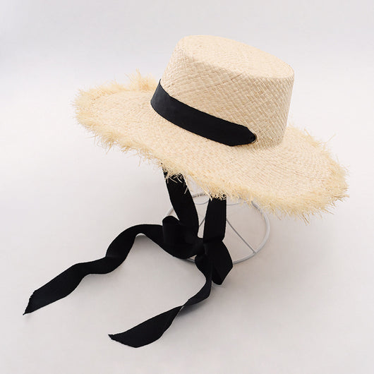 Sombrero de Paja Tejida con Lazo de Rafia y Borde Deshilachado - Image 10