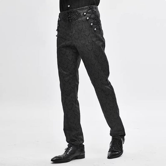 Pantalones Góticos Étnicos con Bordado de Nudo Chino para Hombre - Image 2