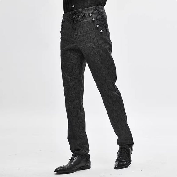 Pantalones Góticos Étnicos con Bordado de Nudo Chino para Hombre