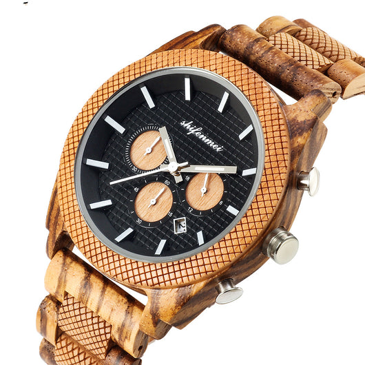 Reloj Deportivo de Madera para Hombre con Cronógrafo y Calendario - Image 5