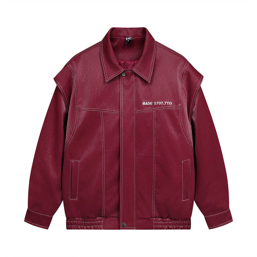 Chaqueta de Cuero PU con Costuras de Diseño y Solapa - Image 14