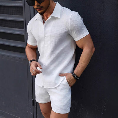 Conjunto de Playa Transpirable para Hombre - Camisa y Shorts Vintage - Image 3
