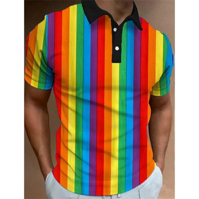 Playera Casual de Verano para Hombre con Estampado 3D Arcoíris - Image 16