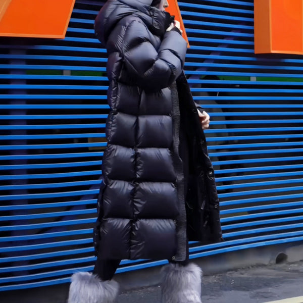 Abrigo de Plumas de Pato Blanco con Capucha para Parejas - Invierno Elegante