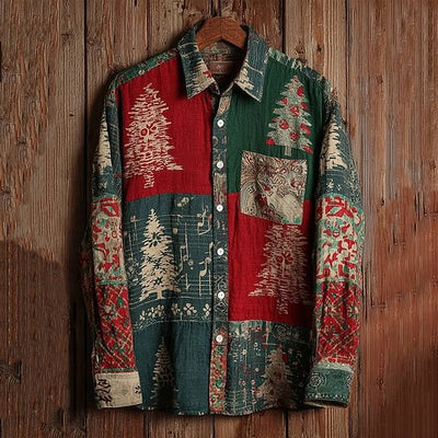 Camisa Floral Navideña para Hombre - Estilo Otoñal Moderno - Image 10