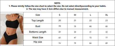Black one-shoulder bikini with a gold-tone metal buckle detail and high-waisted bottoms with a V-front design. - Image 7