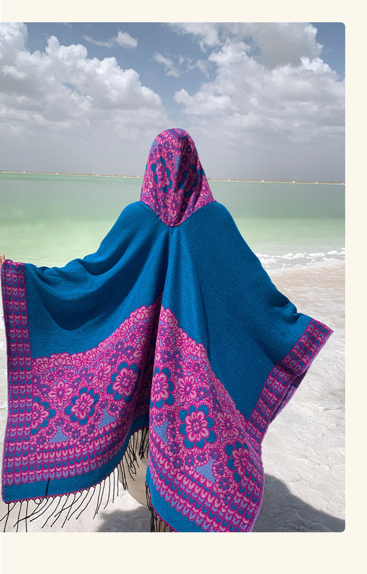 Poncho Étnico Desértico de Cashmira Artificial para Otoño e Invierno - Image 18