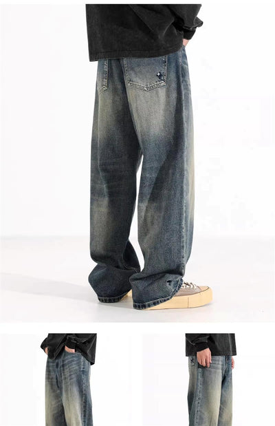 Jeans Anchos Retro Americano de Cintura Suelta para Hombre - Image 15