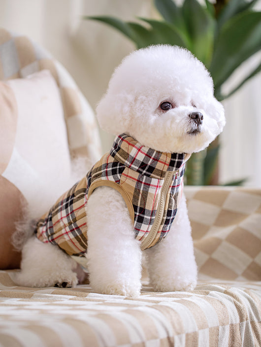 Abrigo Térmico para Perros con Cierre de Cremallera - Chaqueta Acolchada Cuadriculada - Image 10