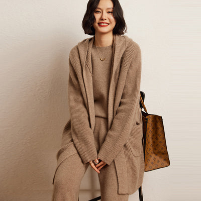 Cardigan Tejido Reversible Oversized con Capucha para Otoño e Invierno - Image 8