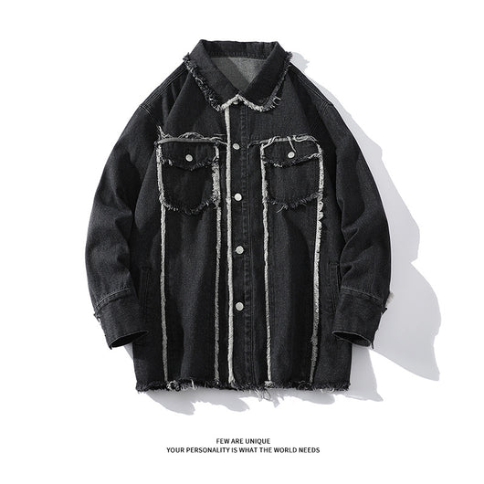 Chaqueta Denim Holgada con Bordes Deshilachados - Estilo Urbano Casual - Image 10