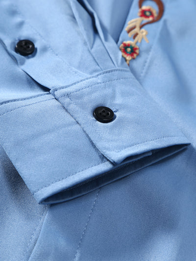 Camisa Casual de Manga Larga con Bordados para Hombre - Image 11
