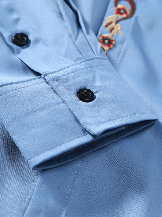 Camisa Casual de Manga Larga con Bordados para Hombre - Image 11