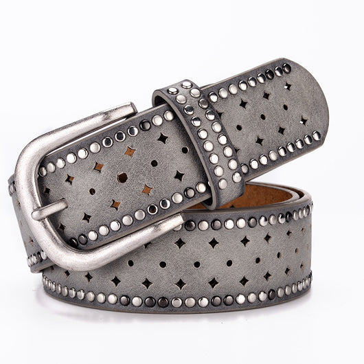Cinturón de Moda con Hebilla de Remaches y Strass para Jeans - Image 6