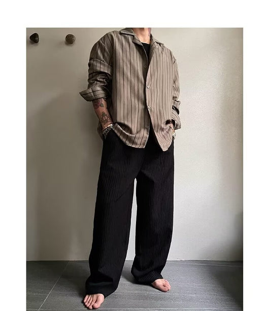 Pantalones Anchos Plisados con Textura para Hombre - Image 15