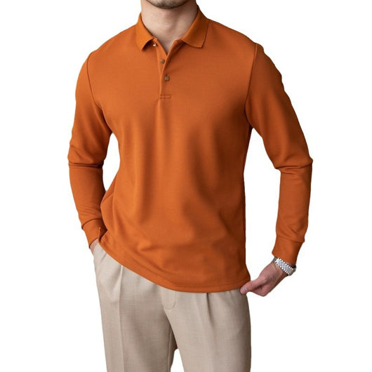 Polo Retro de Manga Larga Ajustado en Colores Sólidos - Image 5