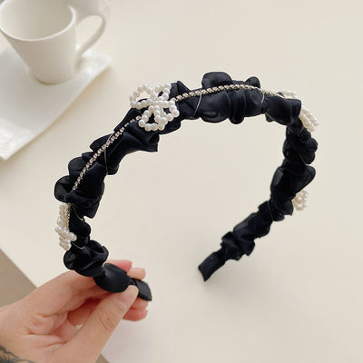 Diadema Plisada de Satén Premium Negro Ancho - Image 33