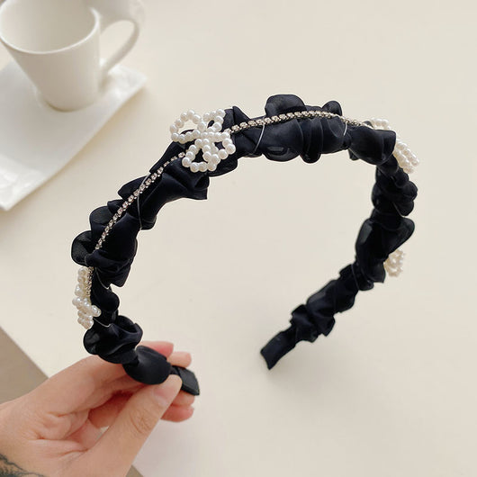 Diadema Plisada de Satén Premium Negro Ancho - Image 33